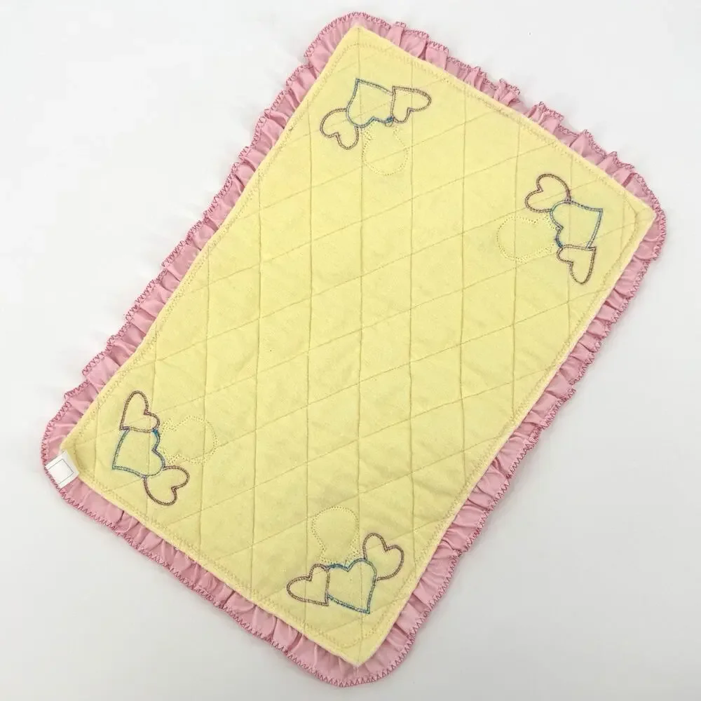 Looney Tunes Tweety Doll Blanket VTG 1997 Quilted Yellow Cotton Pink Satin Edge